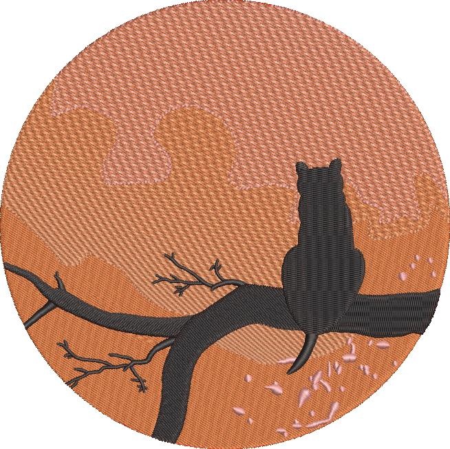Cat Silhouette In the Moon